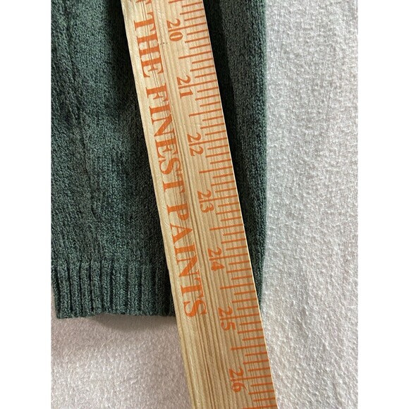 Briggs Sweater Womens Small Green Turtleneck Drop Shoulder Cable Knit Buttons - Picture 8 of 8